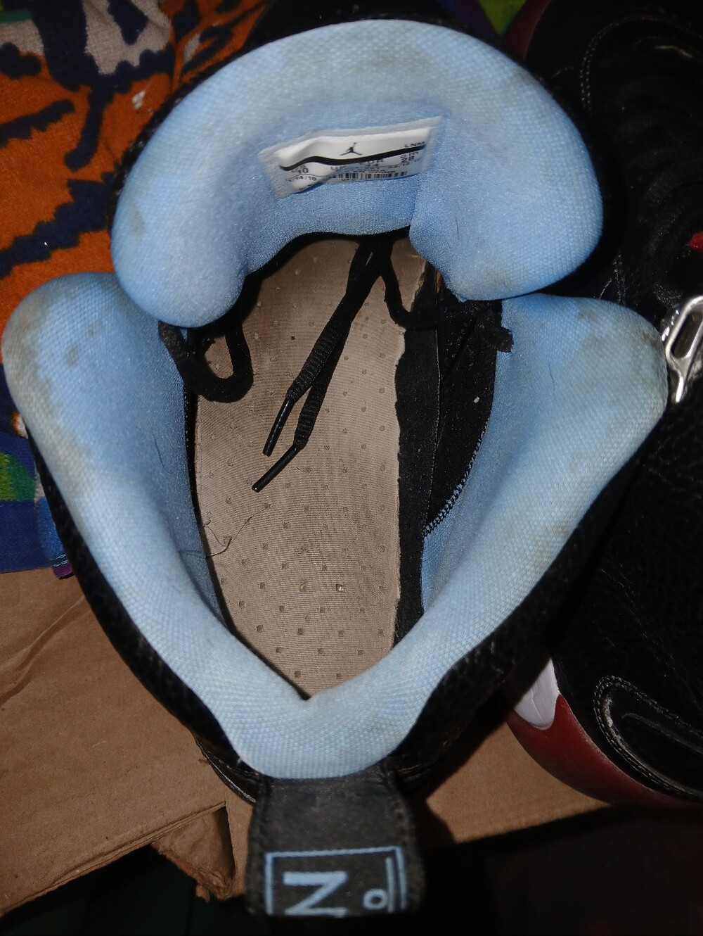 Jordan Jumpman Mens Basketball Sneakers - Black with Red & Light Blue Accents - Picture 5 of 7